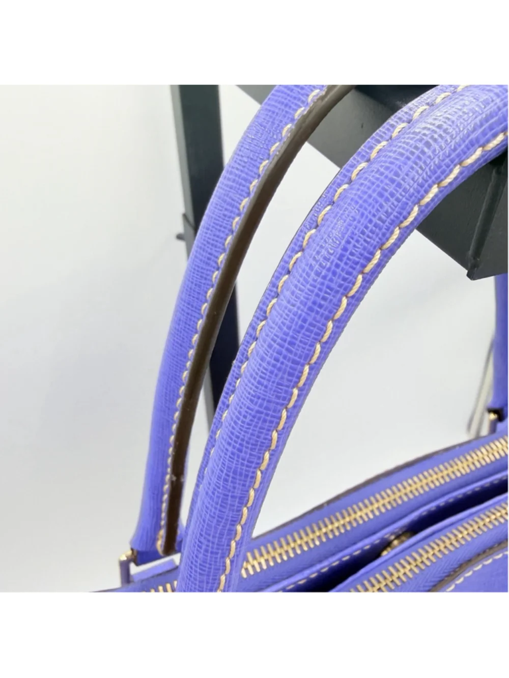 DOONEY & BOURKE Saffiano Double Zip Satchel VIOLET Italian Leather Handbag